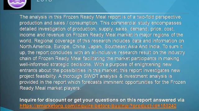 Frozen Ready Meal Market supply and demand Figures, cost, price, revenue and gross margins смотреть онлайн