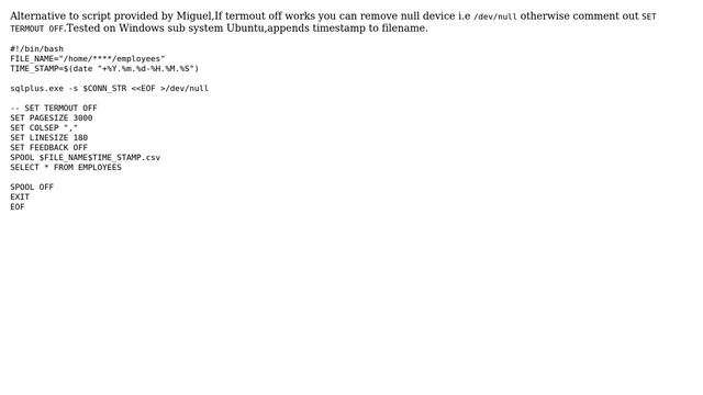 Databases: Need a shell script that can run a oracle query and produce output in .csv format смотреть онлайн