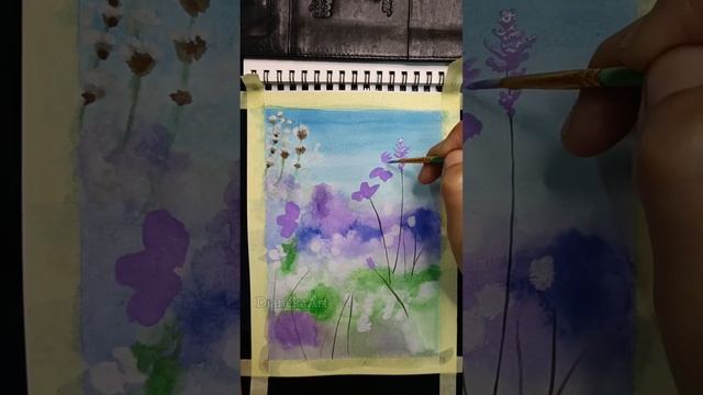 Painting Purple Flower Field #goauche #watercolor #purpleflower #naturepainting смотреть онлайн