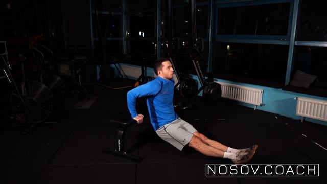 Обратные отжимания от лавки ноги на полу. Упражнения ОФП смотреть онлайн