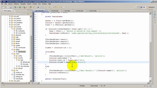 Создание компонентов Joomla - 8 - Добавление записи смотреть онлайн