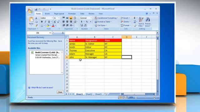 How to Recover file saved by AutoRecover in Excel 2007 смотреть онлайн
