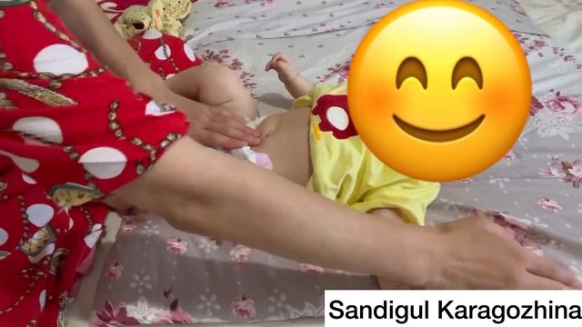 Баланын іш ауырғанда жасалатын массаж. Іші бірден басылады. Жел шығару