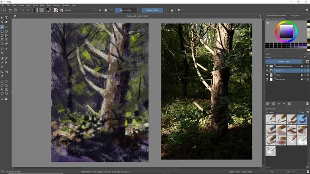 Painting a woodland scene using Digital Atelier pastels in Krita смотреть онлайн