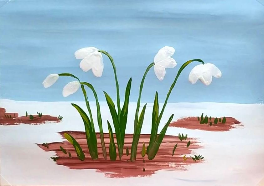 «Подснежники». Урок рисования для детей 5 - 8 лет. смотреть онлайн