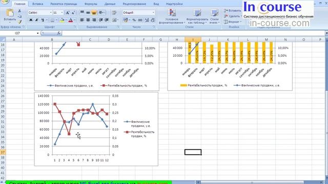Совмещение графиков в MS Excel (построение комбинированного графика) смотреть онлайн