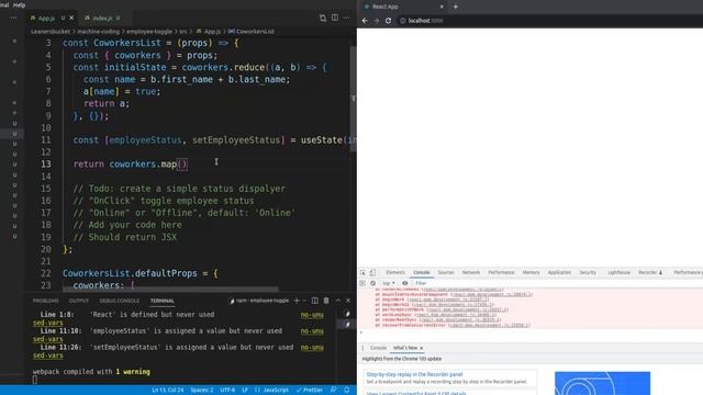 Employee Online Status Toggle | React Interview Question смотреть онлайн