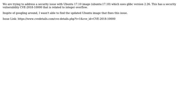 In context of Docker images, which Ubuntu image version fixes the CVE-2018-10000 issue with Glibc? смотреть онлайн
