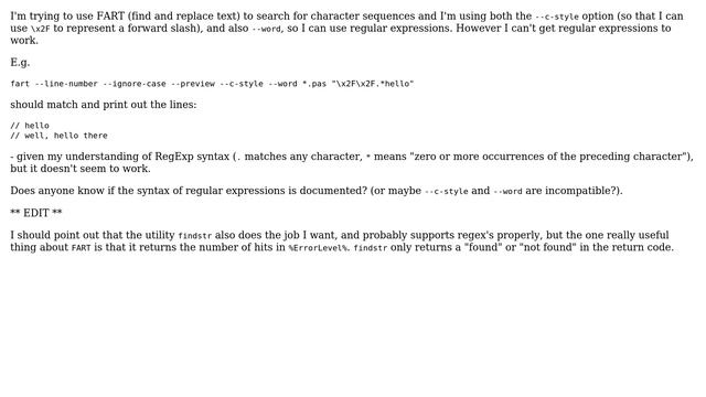 Is the regular expression syntax for FART documented anywhere? смотреть онлайн