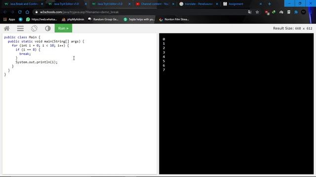Java Break dan Continue смотреть онлайн