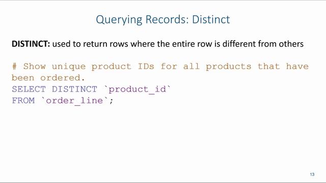SQL DQL: Querying Records (Column Selection & DISTINCT Operator) смотреть онлайн