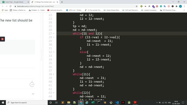 Merge two sorted Lists смотреть онлайн