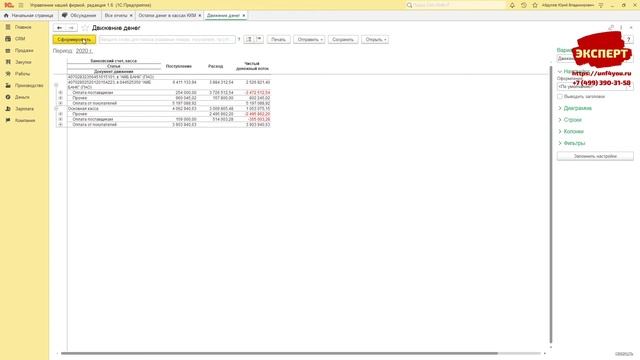 Отчёты по денежным средствам в 1С:УНФ смотреть онлайн