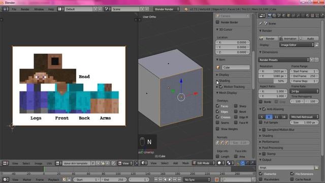 Creando mi primer personaje animado de Minecraft en Blender 2.73 смотреть онлайн