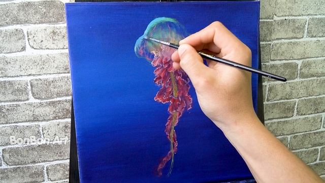 Simple Acrylic Painting / Acrylic Painting for Beginners / Jellyfish Acrylic Painting Tutorial смотреть онлайн