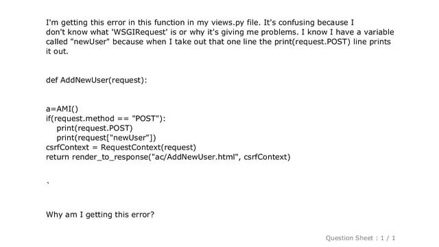 Django : 'WSGIRequest' object is not subscriptable смотреть онлайн