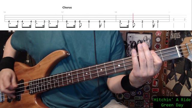 Hitchin' A Ride by Green Day - Bass Cover with Tabs Play-Along смотреть онлайн