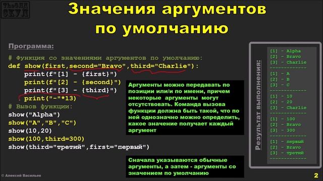 [26] Изучаем Python. Значения аргументов по умолчанию смотреть онлайн