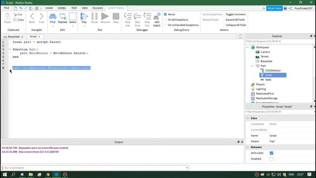 Roblox Studio Урок По Скриптам#3 Первая Функция и script.Parent смотреть онлайн