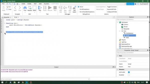 Roblox Studio Урок По Скриптам#3 Первая Функция и script.Parent