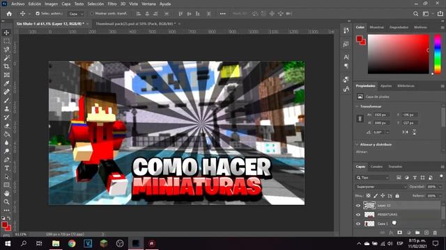 ? COMO hacer MINIATURAS de MINECRAFT PARA TUS VIDEOS 2021 ? | TUTORIAL PHOTOSHOP CC 2021 ? смотреть онлайн
