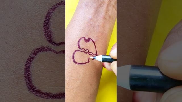 how to draw heart dil tattoos #shorts || how to make tattoo heart on hand #shorts смотреть онлайн