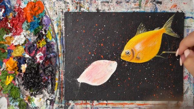 Lovers of Fish - Acrylic painting / Homemade Illustration (4k) смотреть онлайн