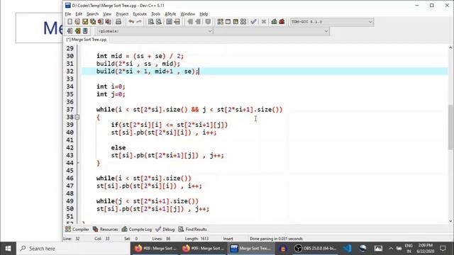 L09 : Merge Sort Tree Implementation & Space Complexity | Segment Tree | CodeNCode смотреть онлайн