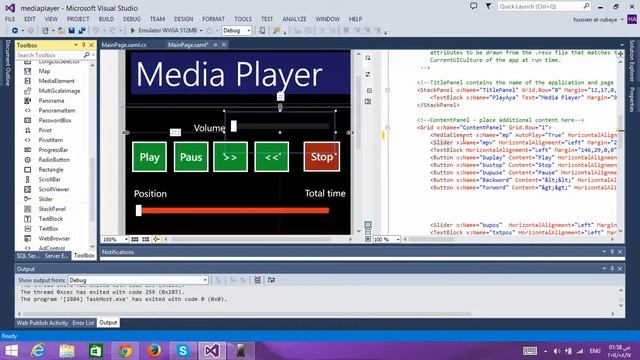 Tuition Windows phone 8 #15 # online media player ,MediaElement تكوين مشغل صوت смотреть онлайн