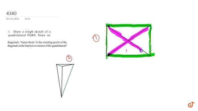 Draw a rough sketch of a quadrilateral PQRS. Draw its diagonals. Name them. Is the meeting point... смотреть онлайн