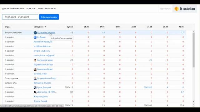 Связь между приложениями Табель времени по сотрудникам и Табель времени по задачам и проектам смотреть онлайн