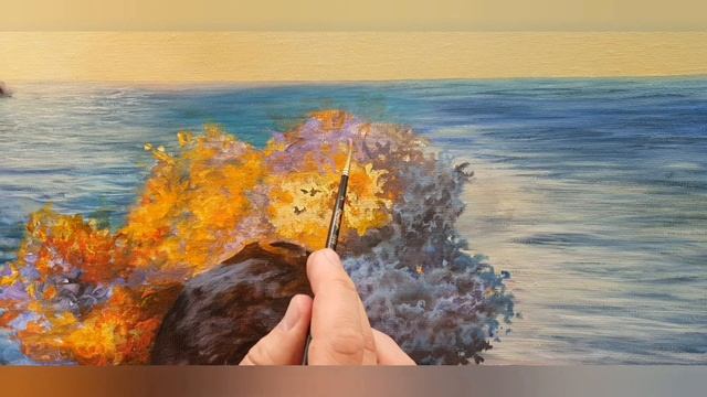 Как нарисовать волну на закате #картинамаслом #живопись #живописьмаслом смотреть онлайн