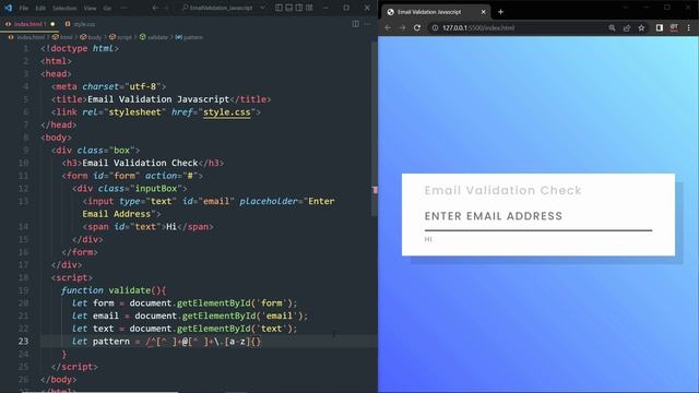Simple Email Validation Check in Javascript смотреть онлайн