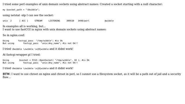How to use abstract names of unix domain sockets with fastcgi in nginx? смотреть онлайн