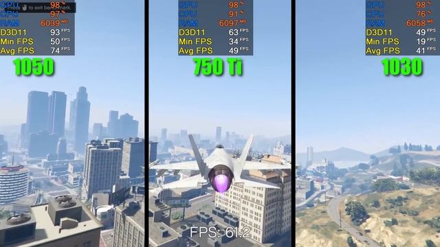 GTX 1050 vs GTX 750 Ti vs GT 1030 GTA V смотреть онлайн