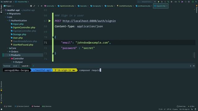 Adding User Signin | Creating a RESTful API with ReactPHP смотреть онлайн