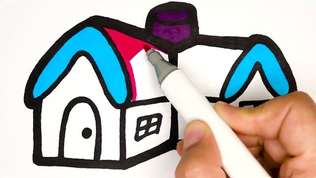 Раскраски Как нарисовать Домик - Coloring and How to Draw a House смотреть онлайн