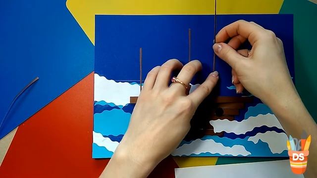DIY paper boat, applique. Бумажный кораблик своими руками, аппликация. смотреть онлайн