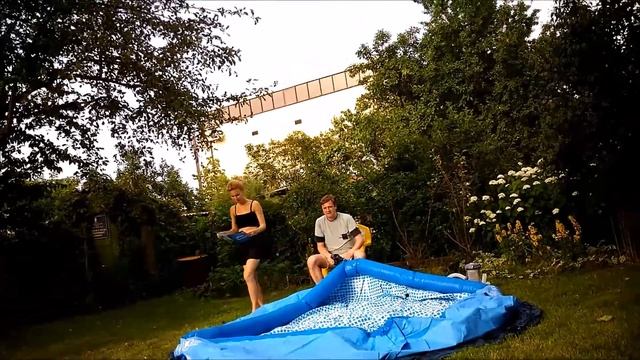 Надувание надувного бассейна Intex (305х76 см) + обеззараживание пергидролью (пергидроль) смотреть онлайн