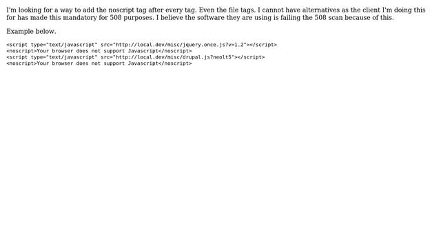 Drupal: Drupal JS add noscript after every ＜script＞ tag смотреть онлайн