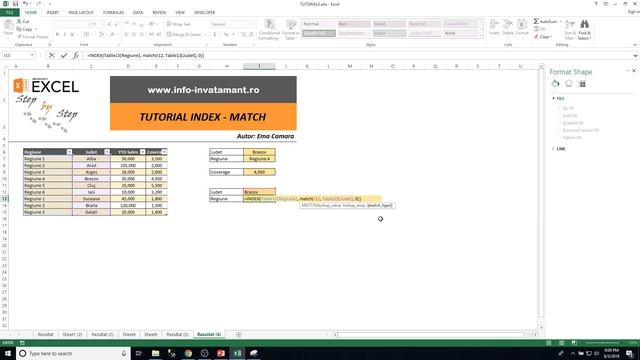 Tutorial Excel - Functiile INDEX si MATCH смотреть онлайн