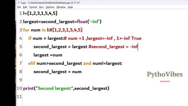 Find Second Largest Number List| Highest Element in Array | #python #programming #coding #interview смотреть онлайн