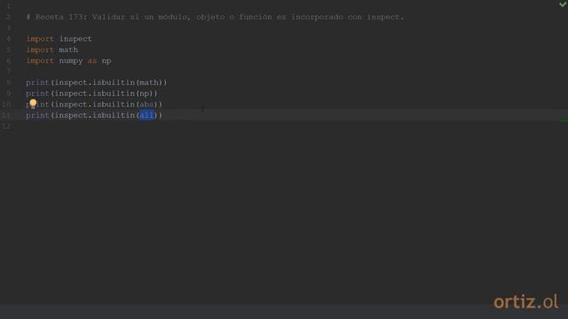Python 3 - Receta 173: Validar si un Módulo, Objeto o Función es Incorporado con el Módulo inspect смотреть онлайн