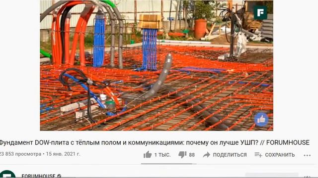 Фундамент DOW-плита с тёплым полом и коммуникациями.