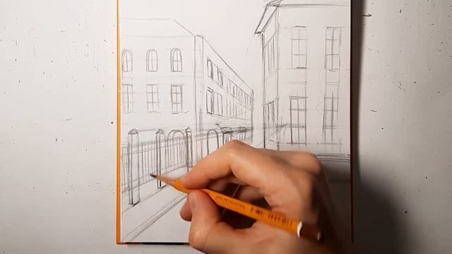 Городской пейзаж карандашом смотреть онлайн