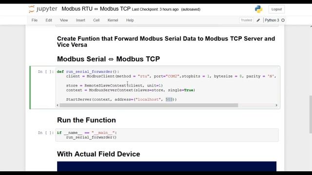 009 | Modbus RTU/Serial ⇔ Modbus TCP/IP Gateway | Pymodbus |