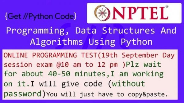 Online Programming test of Programming, Data Structures And Algorithms Using Python :Day Session