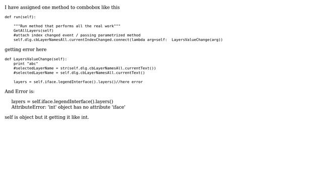 GIS: AttributeError: 'int' object has no attribute 'iface' смотреть онлайн