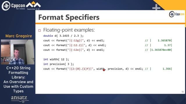 C++20 String Formatting Library: An Overview and Use with Custom Types - Marc Gregoire - CppCon 202 смотреть онлайн
