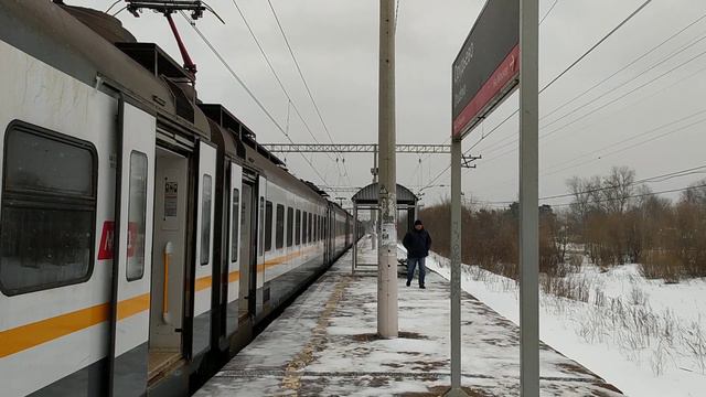 Электропоезд ЭП2Д-0032 ЦППК платформа Орудьево 13.03.2021 смотреть онлайн